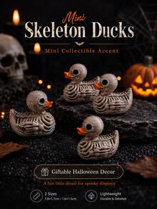 Halloween Hell Skull Duck Resin Figurine, Spooky Cute Mini Animal Ornament, Holiday Tabletop Decor For Home Indoor Party Scene Layout - A - View 2