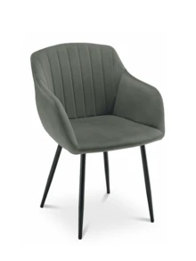Goeurvant Contemporary Vertical-Stripe Upholstered Dining Chairs With Armrests & Metal Legs For Dining Room, Kitchen, Living Room - Set Of 2 / Set Of 4 / Set Of 6 - Light Grey - 淺灰色 - 查看 5