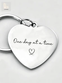 "One Day At A Time" Heart Keychain – Gentle Reminder For Her | Perfect Gift For Best Friend, Sister, Mom, Or Loved One | Ideal For Recovery, Healing, Self-Care, Or Just Because | Silver-Tone, Minimalist Design | Find Strength In Small Steps - A - View 2