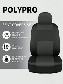 Universal 9 Pcs/5 Seat Car Seat Cover Set, Breathable Polyester Full Wrap Auto Seat Protector Compatible With Airbags, Anti-Slip All Season Seat Cushion Fit Most Sedans, SUVs And Trucks, Multiple Color Options,Car Interior Accessory Kit - A - View 6