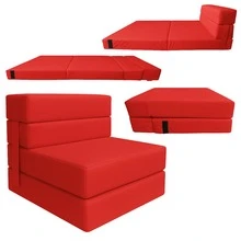 Sofá Cama Individual 190x70x15 Poliéster - Rojo - Ver 1