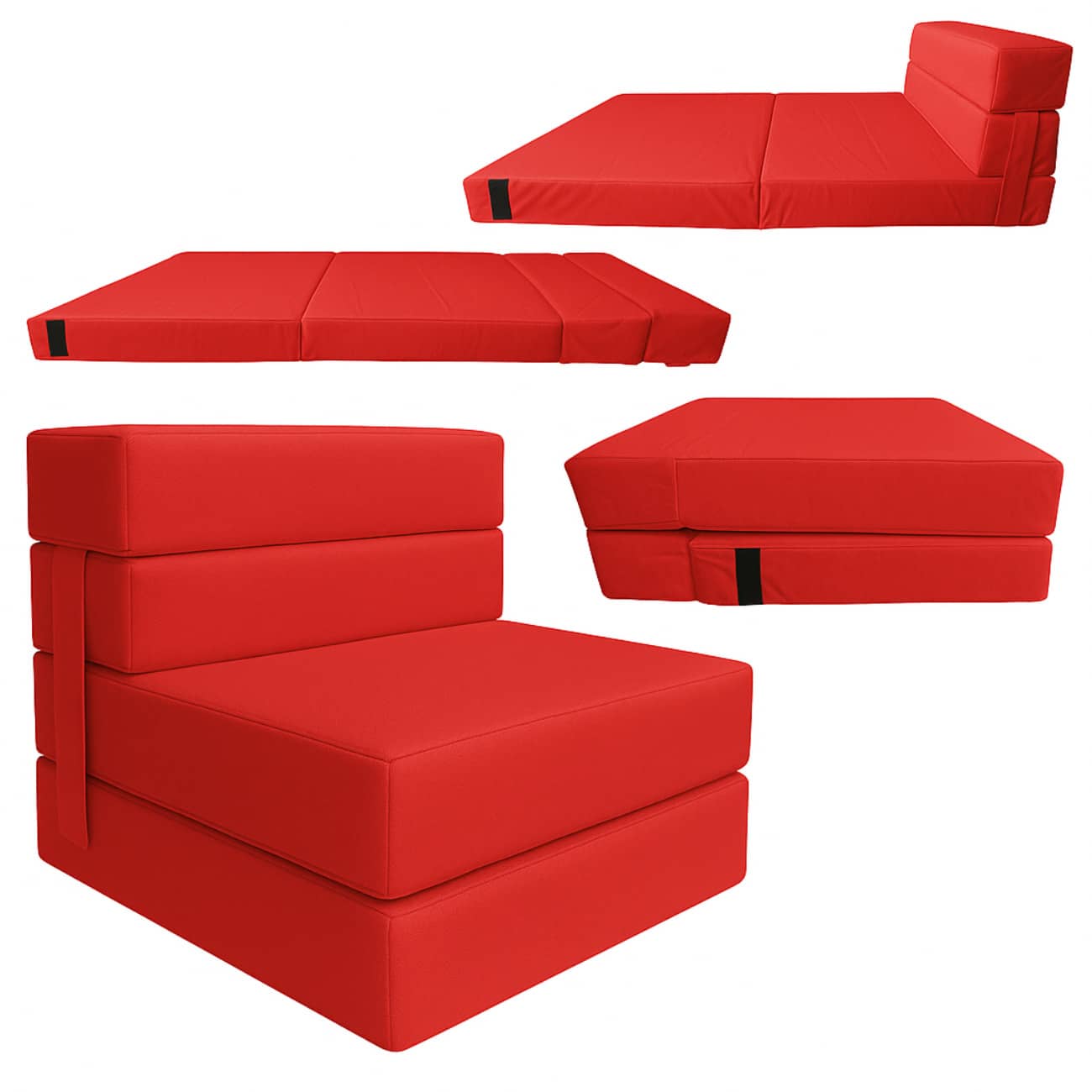Sofá Cama Individual 190x70x15 Poliéster - Rojo - Ver 1