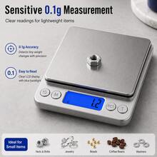 Báscula electrónica de cocina y café de acero inoxidable 3000g/0.1g - Plateado - Ver 2