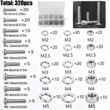 320件螺栓螺帽組合套件 - M2至M5,六角螺帽,非常適合手工藝、輕量建築項目、手工藝用品 | 多種螺栓套件 | 耐用緊固件,螺栓螺帽 - 多色 - 查看 10