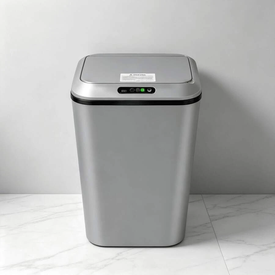 Lixeira com Sensor de Movimento 16L/20L  a Pilha Abertura Rápida e Silenciosa - Cinza - Visão 1