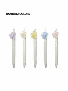5支可愛花朵0.5mm圓珠筆，學校與辦公用品，學生禮物，隨機花色開學禮物 - 多色 - 查看 3