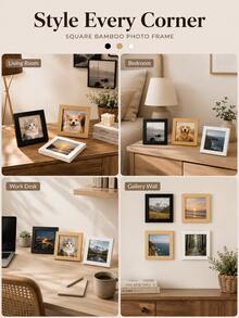 Minimalist Modern Compact Square Design Multi-Color Scratch-Resistant Panel Desktop/Wall-Mounted Frame, Suitable For Living Room, Bedroom, Desk, Photo Wall, Housewarming Gift, All-Season Indoor Decor - Multiple Styles - View 3