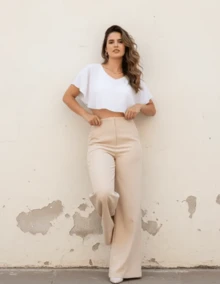 Women Pants - Beige - View 3