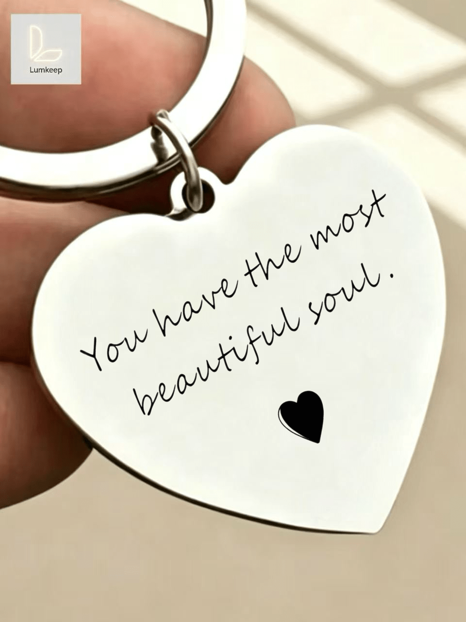 "You Have The Most Beautiful Soul" Heart Keychain – Emotional Gift For Her | Perfect For Birthday, Christmas, Or Just Because | Silver-Tone With Elegant Script & Tiny Heart | A Daily Reminder She's Cherished