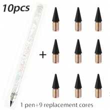 10pcs Crown Quicksand Eternal Pencils, No Sharpening Required Replaceable Nib Eternal Pencils, Cute Japanese Style Stationery, Suitable For Students Writing And Drawing - Sets - View 13
