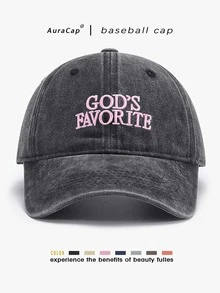 1pc Washed Baseball Cap, Printed With GOD'S FAVORITE, Vintage Dad Hat, Unisex Y2K Street Style Sun Hat, Suitable For Summer Travel And Daily Wear, Men's And Women's Hats Same Style, Suitable For All Seasons Spring Summer Autumn Winter, Perfect Gift For Valentine's Day, Bachelor Party, Father's Day, Mother's Day, Teacher's Day, Back To School, Halloween, Bride, Student, Teacher - A - View 2