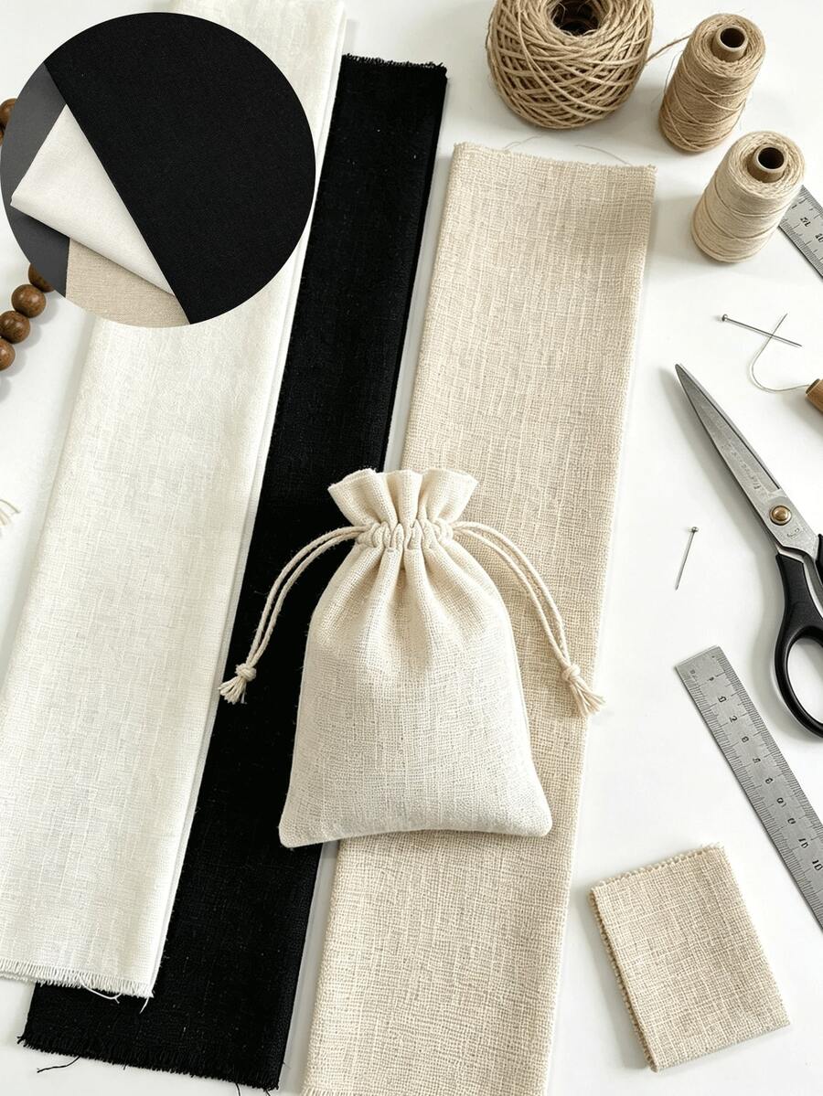 50*150cm Faux Linen Fabric, Breathable And Easy To Care, Available In White, Black, And Beige. Suitable For Tablecloths, Curtains, Throw Pillows, Upholstery And Clothing Making, For DIY Crafts, Party Decor And Home Decoration - 50*150cm Faux Linen Fabric - View 1
