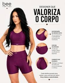 Fitness Set: Gym Shorts, Cropped Top, Bee Zero, Transparency, Comfortable - Purple - View 4