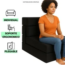 Sofá Cama Individual 190x70x15 Poliéster - Negro - Ver 9