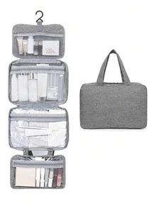 1pc,Large Capacity Hanging Hook Toiletry Bag,Waterproof Folding Handbag Travel Makeup Organizer Cosmetic Bag,Makeup Bag,Toiletry Travel Bag,Makeup Storage Bag,For Women Makeup Cosmetic Storage Bag,Multi-Function For Beach Vacation Holiday Business - 彩色 - 查看 31