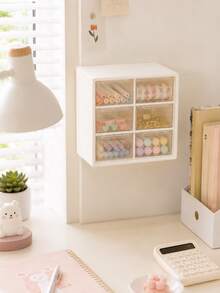 1pc 9-Compartment Desktop Drawer Organizer, White Transparent Plastic Multi-Grid Storage Box, Can Store Cosmetics, Jewelry, Stationery And Small Items, Suitable For Bedroom, Office, Dorm, Back To School Season Vanity Desk Storage - Multicolor - View 11