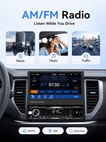Optional Single DIN Car MP5 Player/Independent Backup Camera, Expandable Screen, Supports CarPlay And Android Auto, 7-Inch HD Touchscreen, Stereo, 12V Power, FM Radio, ISO Interface, AUX Input, SD Card Slot, USB Port - CarPlay+Auto - View 6