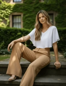 Women Pants - Khaki - View 5