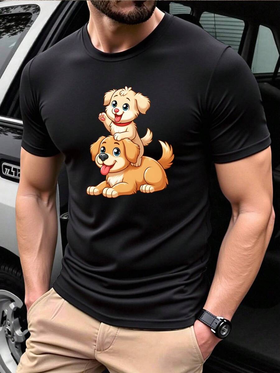 Men T-Shirts - 黑色 - 查看 1