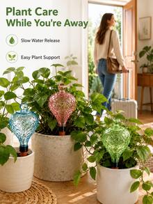 1個水滴造型自動澆水球，500ml 自動澆水尖頭，適用於室內盆栽植物，可愛透明綠色植物澆水助手，適合居家、辦公室與度假園藝照護 - 水滴形 - 查看 3
