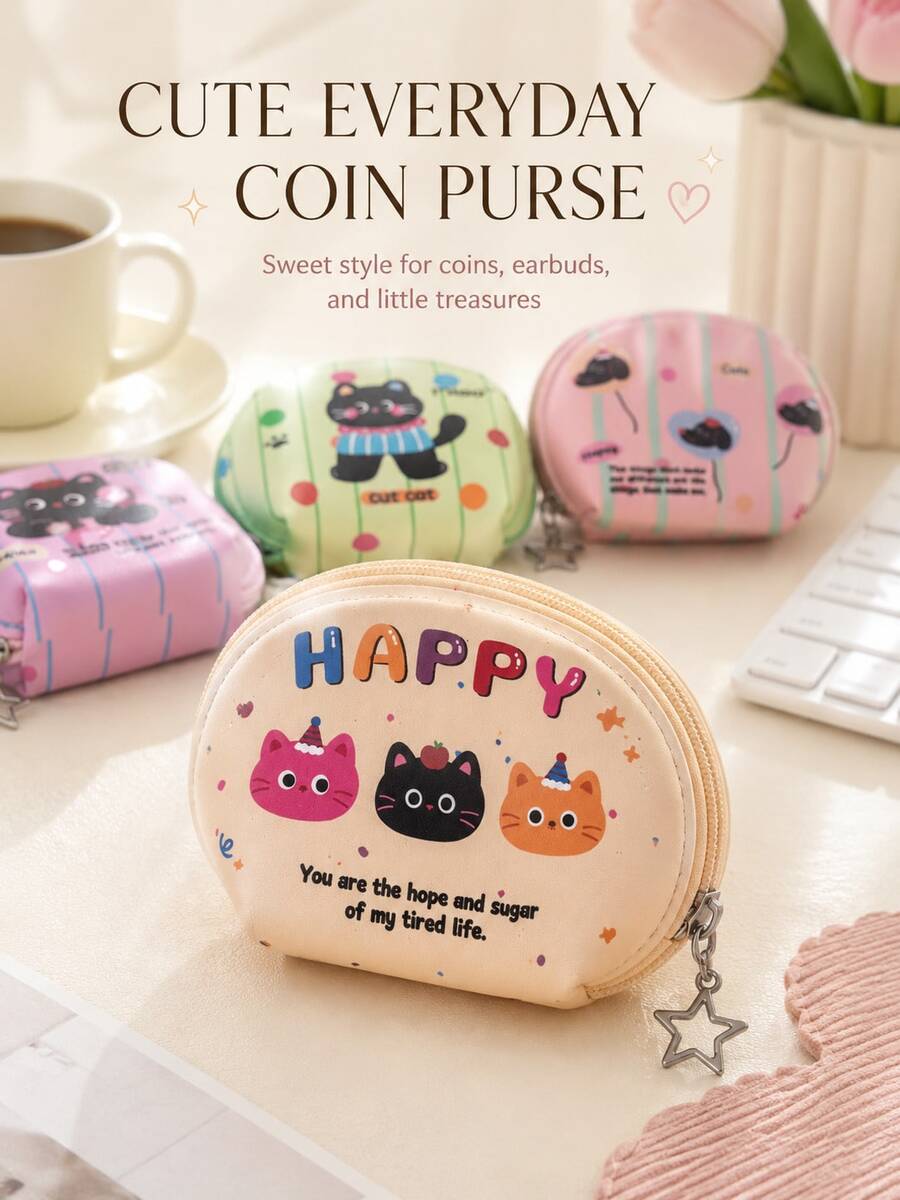 XD 12pcs/6pcs/3pcs/1pc Casual Cartoon Dachshund Mini Kids Zipper Coin Purse, Cute Student Portable Coin Pouch, Multi-Function Storage Small Bag, Small Wallet For Coins, Earphones, Access Cards - Multicolor - View 1