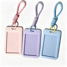 Bus Card Campus Card ID Badge Access Card Meal Card ID Card Lanyard Wrist Strap Anti-Loss Macaron INS Card Holder Keychain Document Protector Lanyard Dopamine Transparent Fashion Card Holder Back To School Essential - Rectangle - View 16