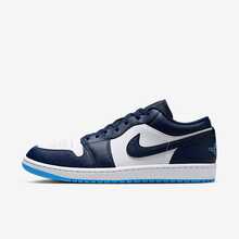 Nike Air Jordan 1 Low Men's Premium Basketball Shoes Blue/Navy 553558-404 - Blue and White - View 10
