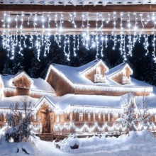 8 Lighting Modes Battery Powered Icicle Lights Curtain Lights, Starry String Lights, Outdoor Engineering Mall Wedding Decoration Lights, Outdoor Atmosphere Lights, Indoor Curtain Lights Christmas Decoration Holiday Lights, Holiday Lighting, Waterfall Lights Yard Decoration, Outdoor Decoration, Garden Fence Railing Decoration, Room Bedroom Hallway Living Room Eaves Decoration String Lights, Wedding Party Decoration - 8-function Battery-powered Fairy Lights - View 16