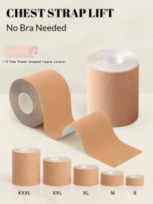 1 Roll Of Freely Cutable Breast Tape (Includes 10 Nipple Covers), Highly Adhesive, Long-Lasting And Stable, Perfect For Deep V-Neck Wear Without A Bra - Multicolor - View 17