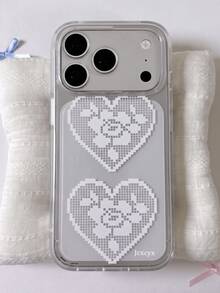 可愛蕾絲愛心透明手機殼，適用於 iPhone 17ProMax 17Pro 17 Air 17 16 15 14 13 12 Pro Max 11，甜美花卉防震軟殼後蓋 - 蕾絲愛心 - 查看 5