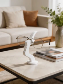 1pc/2pcs Abstract Face Shaped Glasses Holder, Minimalist Glasses Stand Desktop Decor, Creative Glasses Display Rack, Glasses Storage Organizer, Modern Desktop Ornament, Suitable For Bedroom, Office, Etc., Unique Gift For Glasses Wearers - Multicolor - View 5