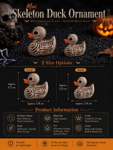 Halloween Hell Skull Duck Resin Figurine, Spooky Cute Mini Animal Ornament, Holiday Tabletop Decor For Home Indoor Party Scene Layout - A - View 7