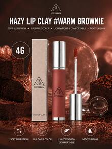 3CE HAZY LIP CLAY#WARM BROWNIE 4g，質地滑順不乾燥，顯色度高可疊加，適合黃色與白色膚色 - #WARM BROWNIE - 查看 2