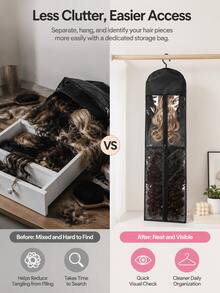 Wig Storage Bag, Portable Wig Storage Bag With Plastic Hook, Dust-Proof And Moisture-Proof, Wig Hook, Convenient For Storage And Travel - View 9