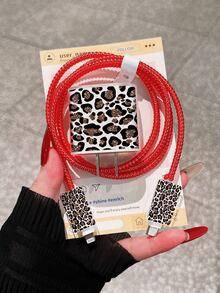 Sexy Leopard Print, Fine Glitter Color Block Pattern, Minimalist Apple Charger Protective Case, Compatible With 20W Phone 15 Charger, 16 ProMax Phone Cable Protector Cover, Anti-Bend, Anti-Cat Bite, Suitable For 13/14 Plus Data Cable Protector, Charger Protector. Christmas Gift - Multicolor - View 2