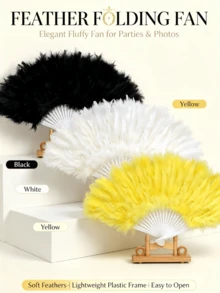 1pc Plastic Handle Fan, Suitable For Party, Gathering, Date, Holiday Costume, Photo Prop, Dance Performance, Wedding Decoration, Halloween, Christmas, Hand Decoration, Back To School Gift - Black - View 2