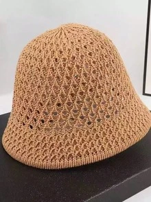 經典女款草帽 春夏沙灘遮陽帽 百搭水桶帽 防紫外線 - 駝色 - 查看 3