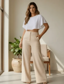 Women Pants - Beige - View 5