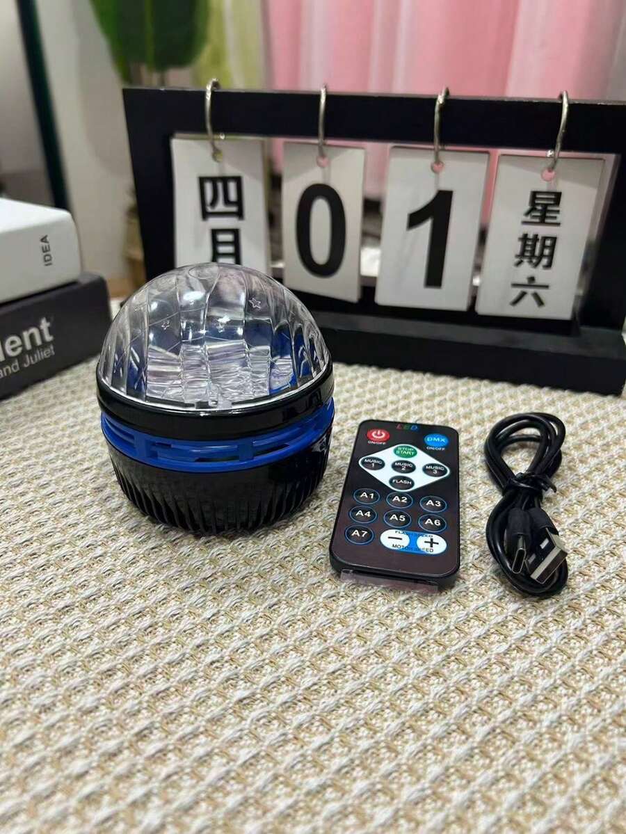 1pc 7-Color Northern Lights Wave Projection Night Light, With Remote Control, USB Powered, Wave Projection Lamp, Suitable For Home And Bedroom Decor, Bedroom Ambiance | Colorful Lighting Effect - Multicolor - View 1