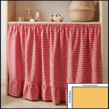 1/2/4 piezas Cortina corta de gabinete con borde de volantes a cuadros rojo/verde, Cortina de café con borde de volantes plisados estilo francés campestre, Adecuada para ocultar el gabinete del fregadero de la cocina, Protección contra el polvo del aparador, Cubierta de gabinete abierto, Decoración de rincón de café, Renovación de decoración suave del gabinete de entrada de la casa de huéspedes, Instalación fácil con gancho y bucle, Material de tela con caída natural lavable a máquina de fácil cuidado, Se adapta a la decoración del hogar campestre vintage - Rojo - Ver 14