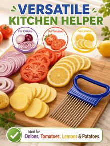 SMEGGEMS Suitable For Green Onion, Onion, Garlic, Fruit And Vegetables, Portable Kitchen Cooking Tool, Kitchen Accessory, Stainless Steel Onion Plug-In Vegetable Slicer, Suitable For 30 Households Fixed Slicer - View 6
