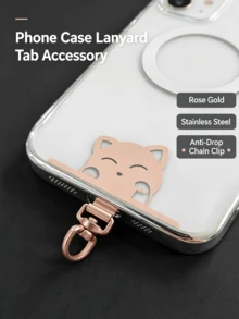 Cat-Shaped Phone Lanyard Fixing Clip, Detachable Phone Lanyard Connector, Cute Chain Buckle Phone Case Accessory, Suitable For Daily Outdoor Travel, Phone Case Matching Anti-Loss Lanyard Assembly - Multicolor - View 7
