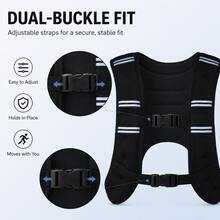 BSKT 3kg/5kg Iron Pellet Weighted Vest, Unisex Adult, Soft Breathable Neoprene, Double Buckle Adjustable Secure Fit Reflective Design, For Running, Fast Walking And Strength Training - Black - View 5