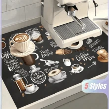 1-Pack Coffee Machine Kitchen Countertop Drip Mat, Strong Absorbent Mat, Heat-Insulating Coaster, Oil-Proof Table Mat, Coffee Bar Mat Accessories, Super Absorbent Non-Slip Silicone Draining Mat - Black - View 11