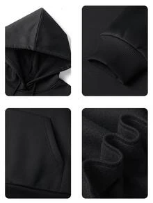 Women's Drawstring Pocket Hooded Sweatshirt, Butterfly & Letter Print On Back, Soft Fabric, Casual Loose Oversized Sweatshirt For Autumn - Black - View 7