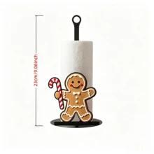 Christmas Theme Cartoon Decorative Paper Towel Holder Gingerbread Man/Snowman/Reindeer Standing Metal Paper Roll Rack Holiday Home Kitchen Decor - View 7