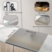 1pc Luxury 304 Stainless Steel Cutting Board, Durable Mold-Resistant Meat Cutting Board, Rolling Board, Essential Kitchen Tool For Home Cooks And Cooking Enthusiasts, Stainless Steel Cutting Board, Meat Cutting Board, Cheese And Charcuterie Board - Silver - View 8