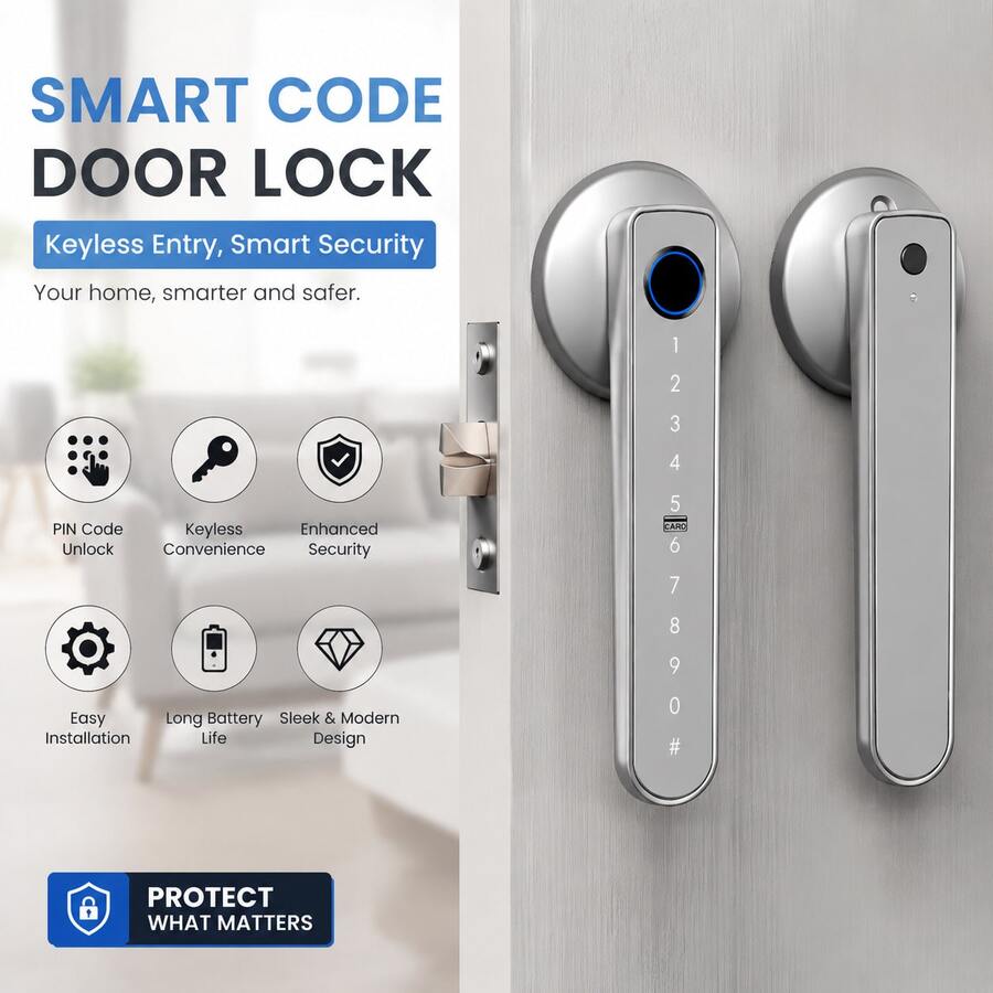 1 pieza Cerradura inteligente, cerradura de entrada electrónica sin llave con huella digital y teclado numérico, superficie pulida, alimentada por batería, acceso con tarjeta sensor, adecuada para biométrica de puertas de hogar y oficina