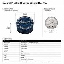 Blue 8-Layer Natural Pigskin Billiard Cue Tip - Navy Blue - View 6