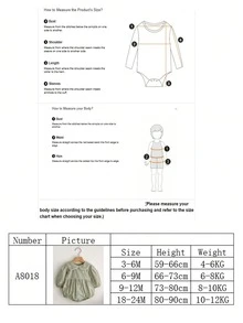 Baby Girls Peter Pan Collar Embroidered Long Sleeve Bodysuit, Suitable For Spring & Autumn - Green - View 7